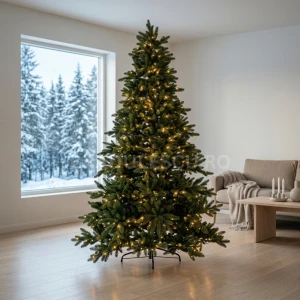 Brad Artificial Majestic Light 230 cm, Lumini LED Încorporate (Caldă & Colorată), 100% PE 3D